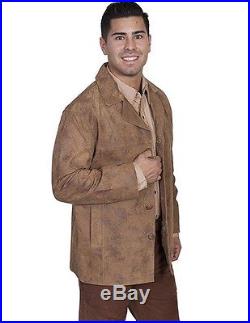 Scully Western Jacket Mens Leather Button Notch Lapel Maple 975-221