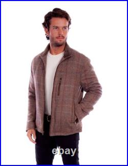 Scully Western Jacket Mens Zip Front Plaid Cotton L Brown F0 2028 Scully Western Jacket Mens Zip Front Plaid Cotton L Brown F0 2028