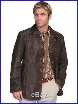 Scully Western Mens Jacket Calf Suede Button Car Coat Brown 19-131