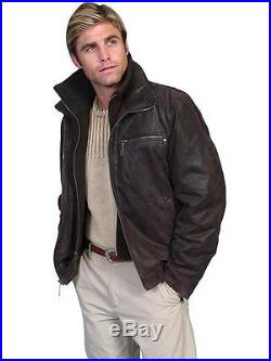 Scully Western Mens Jacket Lambskin Zip Removable Brown 400-63