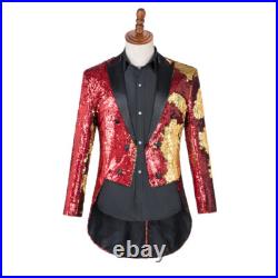 Sequined Performance Costume Men's Host Stage Suit Jacket Casual Coats Slim Fit Sequined Performance Costume Men's Host Stage Suit Jacket Casual Coats Slim Fit