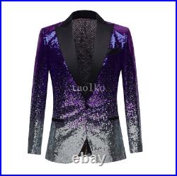 Sequins One Button Evening Party Dress Dance Short Jacket Coat Blazers Mens Size
