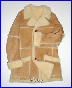 SheepSkin Shearling Ranch Coat VTG Marlboro Man Leather Wool Fur Jacket Mens 38