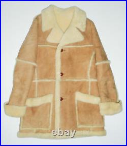 SheepSkin Shearling Ranch Coat VTG Marlboro Man Leather Wool Fur Jacket Mens 38