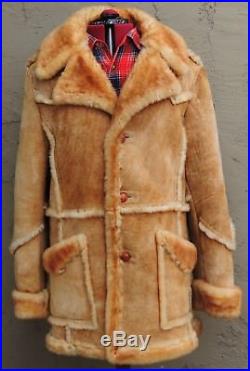 Sheepskin Shearling Leather & Fur Coat Marlboro Man Cowboy Western VTG (46/XL)