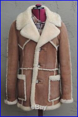 Sheepskin Shearling Leather & Fur Western Marlboro Man Coat Size (M)