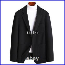 Single Breasted 2 Buttons Mens Wool Short Coat Jacket Lapel Collar Blazer Casual