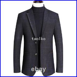 Single Breasted Men Wool Blend Short Coat Jacket Lapel Collar Blazer 2 Button XL
