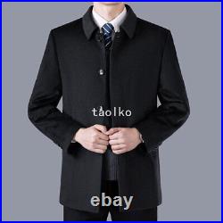 Single Breasted Mens 90% Woolen Blend Short Coat Jacket Lapel Collar Spring Fall