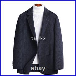 Spring 2 Buttons Single Breasted Mens Wool Blend Short Coat Jacket Blazers Party