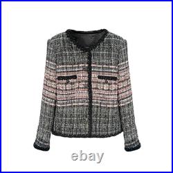 Spring Autumn Womens Round Neck Long Sleeve Tweed Short Coat Jacket Outwear Size Spring Autumn Womens Round Neck Long Sleeve Tweed Short Coat Jacket Outwear Size