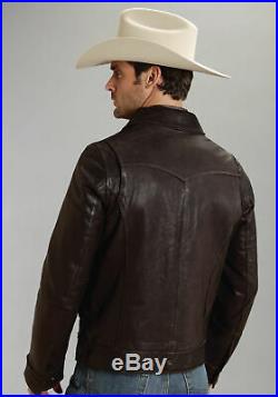 Stetson Mens Brown Butter Soft Leather Jacket Western Zip Front 2XL