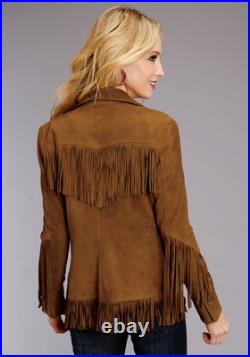 Stetson Womens Brown Leather Lamb Suede Fringe Jacket