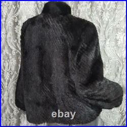 Stunning Vintage Sz M/lgenuine Real Black Brown Ranch Mahogany Mink Fur Coat