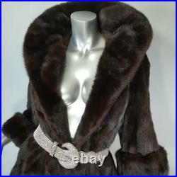 Stunning Vintage Szl/xlgenuine Real Mahogany Ranch Brown Mink Fur Coat Jacket