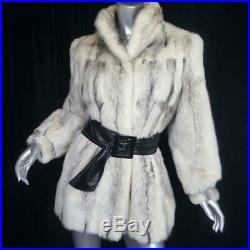 Stunning Vintagesz Lgenuine Off White Black Gray Cross Mink Fur Coat Jacket
