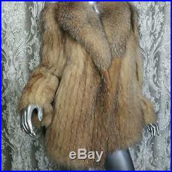 Stunningsz M/lvintage Genuine Real Brown Off White Silver Fox Fur Coat Jacket