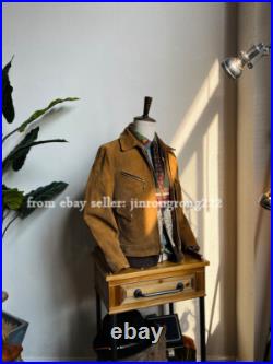 Suede Cowhide Washed To Make Old American Retro Western Jacket Suede Cowhide Washed To Make Old American Retro Western Jacket