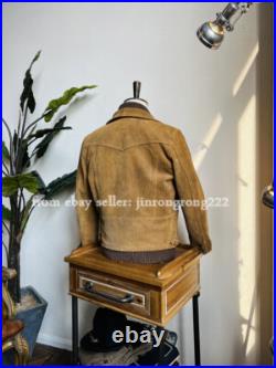 Suede Cowhide Washed To Make Old American Retro Western Jacket Suede Cowhide Washed To Make Old American Retro Western Jacket