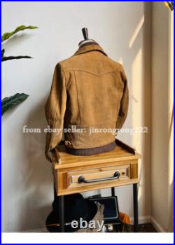 Suede Cowhide Washed To Make Old American Retro Western Jacket Suede Cowhide Washed To Make Old American Retro Western Jacket