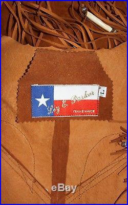 Suede Leather Fringe Jacket Vtg Women Size M/L Hippie Boho Western Rockabilly