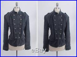 Suede Leather Military Cadet Western Calvary Blue Gray Jacket Coat XL XXL 1X