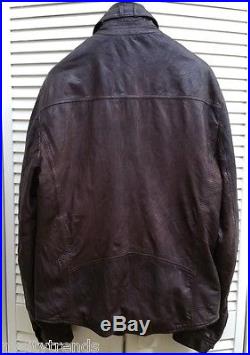 THEORY leather jacket dark brown bomber military coat barn car western nr moto L