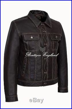 TRUCKER' 1280 Men's BROWN SKIPPER Classic Western Real CowHide Leather Jacket