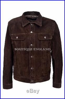 TRUCKER' Men's Brown Suede Real Leather Denim 1280 Classic Western Jacket