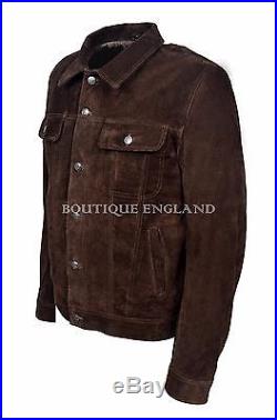 TRUCKER' Men's Brown Suede Real Leather Denim 1280 Classic Western Jacket