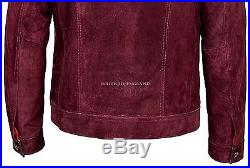 TRUCKER Men's Cherry Red SUEDE 1280 Classic Real Cowhide Western Leather Jacket