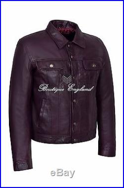 TRUCKER Mens 1280 Oxblood Classic Western Real Soft Genuine Leather Jacket Shirt