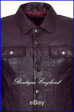 TRUCKER Mens 1280 Oxblood Classic Western Real Soft Genuine Leather Jacket Shirt