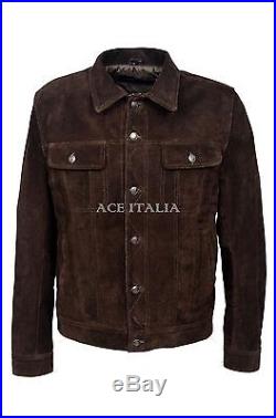 TRUCKER' New Men's BROWN SUEDE 1280 Classic Real Cowhide Western Leather Jacket