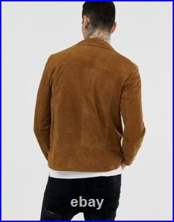 Tan Leather Jacket for Men 100% Suede Biker Motorcycle Coat Tan Leather Jacket for Men 100% Suede Biker Motorcycle Coat