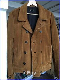The Kooples Paris Leather Suede Jacket S Double Breasted Western Tan Camel £550