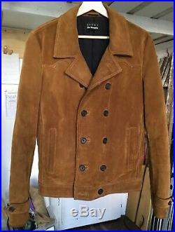 The Kooples Paris Leather Suede Jacket S Double Breasted Western Tan Camel £690