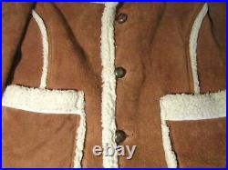 The Leather Shop Suede Sherpa Western Rancher Coat Jacket Mens 42 Sears Vintage