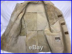The Leather Shop Suede Sherpa Western Rancher Coat Jacket Mens 46 T Sears Vtg