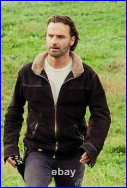 The Walking Dead Rick Grimes- Andrew Lincoln 100% Real Suede Leather Jacket Coat