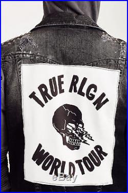 True Religion Men's Jimmy Western Denim Jean Vest Jacket in Black
