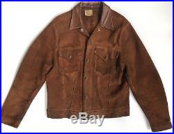 True Vintage Levi's Western Wear Short Horn Jacket Leather Buckskin Suede Medium