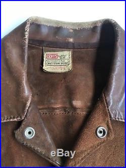 True Vintage Levi's Western Wear Short Horn Jacket Leather Buckskin Suede Medium