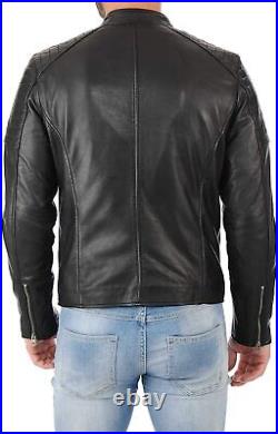 URBAN Men's Lambskin Real Leather Jacket Biker Black Quilted Western Trendy Coat