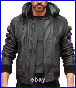 Ultimate Samurai 2077 Embroidered Cosplay Bomber Real Leather Motorcycle Jacket