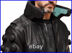 Ultimate Samurai 2077 Embroidered Cosplay Bomber Real Leather Motorcycle Jacket