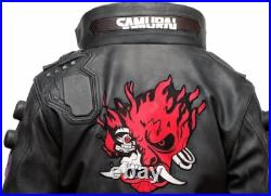 Ultimate Samurai 2077 Embroidered Cosplay Bomber Real Leather Motorcycle Jacket