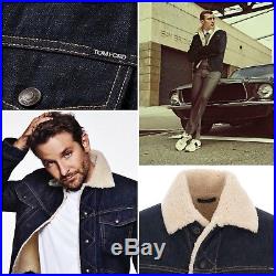 Ultra Rare and Great Tom Ford AW15 Dark Blue Western Denim Shearling Jacket