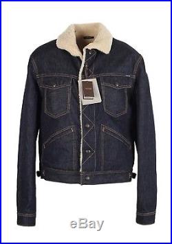 Ultra Rare and Great Tom Ford AW15 Dark Blue Western Denim Shearling Jacket
