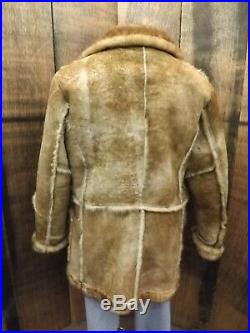 Unworn Vtg Gino Leather Brown Genuine Shearling Sheapskin Coat Mens 44 Western